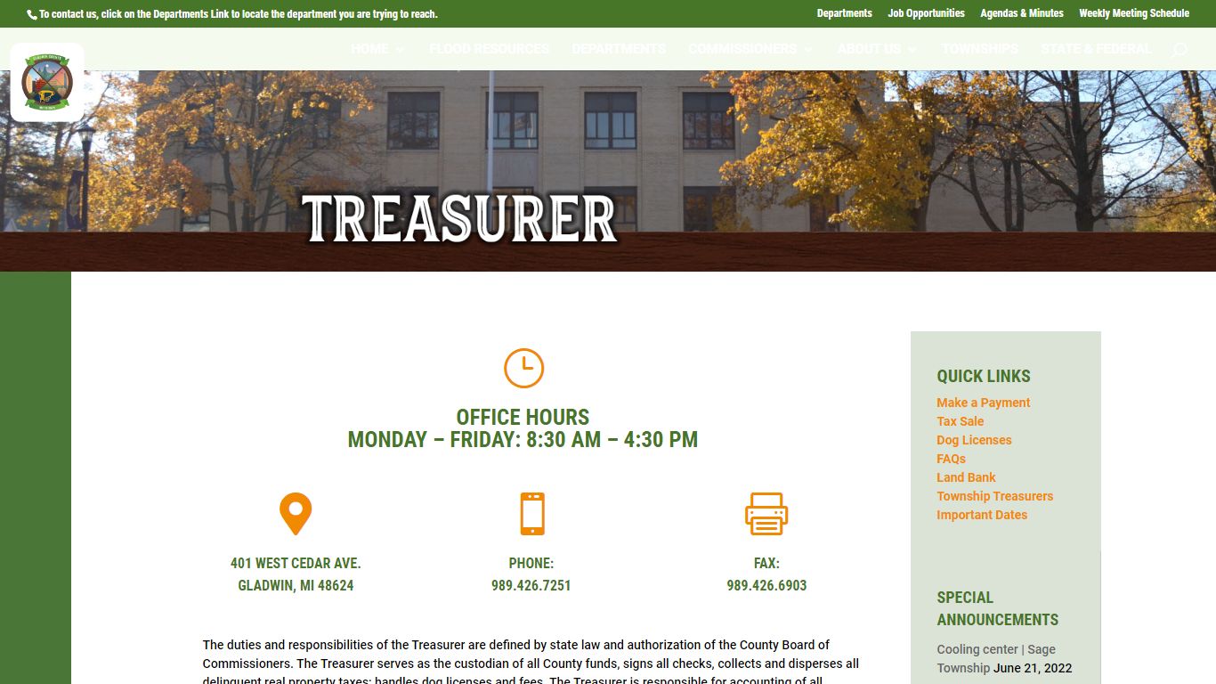 Treasurer | Gladwin County